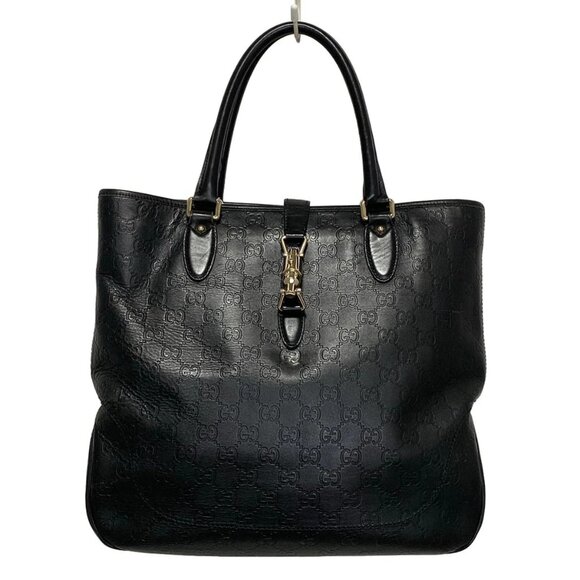GUCCI New Jackie Black Leather - Tote Bag 399-082925 - Picture 1 of 8
